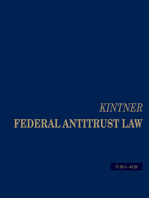 cover image of Kintner's Federal Antitrust Law